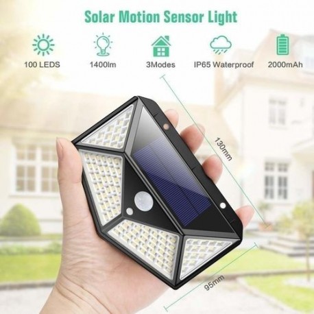 LED napelemes kültéri lámpa mozgásérzékelővel SH-100 - 100 LED - 1 db