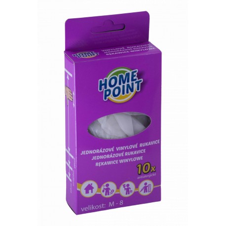 Home Point egyhasználatos, vinil, antiallergén kesztyű - 10 db
