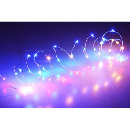 Színes elemes LED fényfüzér - 105 cm - 20 dióda - időzítővel