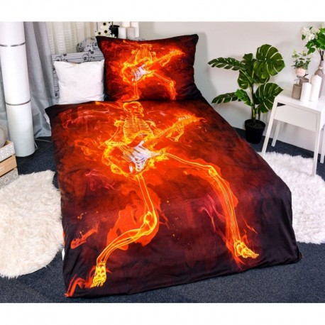 3D ágyneműhuzat - Tüzes gitáros - 140 x 200 - poliészter